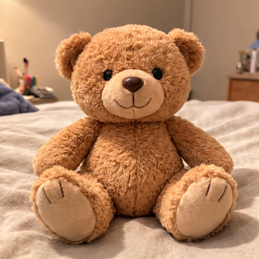 A teddy bear toy ready to become a Bedtime Bee character